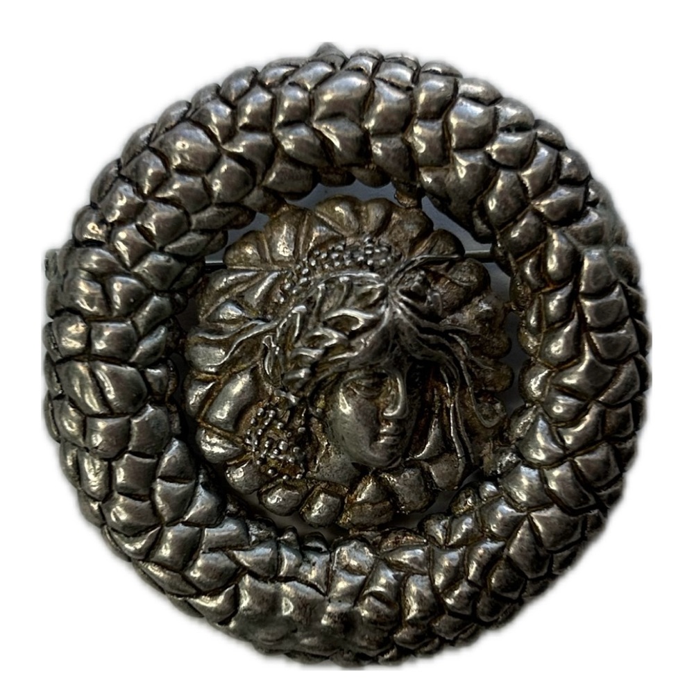 Goddess silver brooch